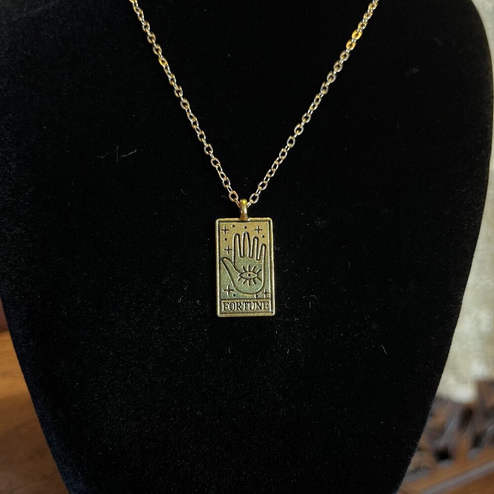 The Fortune Gold Tone Tarot Necklace 16 in Whimsygoth Practical Magic Eccentric
